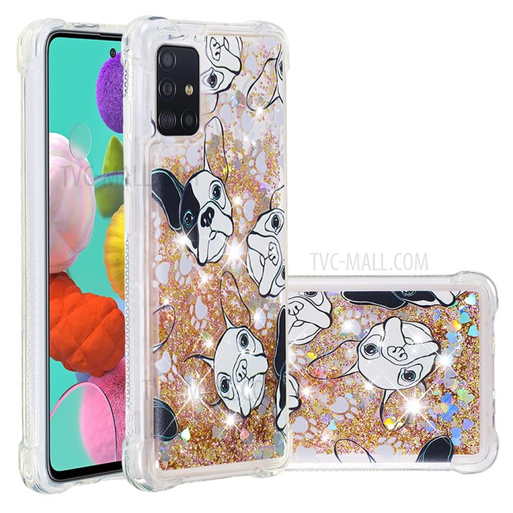 Pattern Printing Glitter Powder Quicksand TPU Phone Case for Samsung Galaxy A51 - Dog-1
