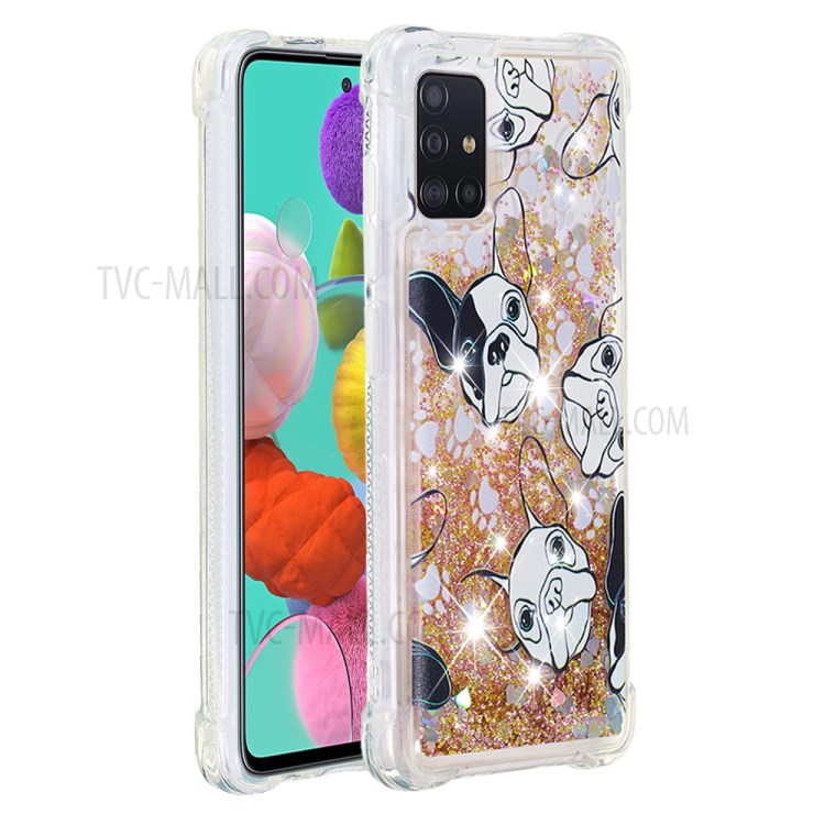Pattern Printing Glitter Powder Quicksand TPU Phone Case for Samsung Galaxy A51 - Dog-2