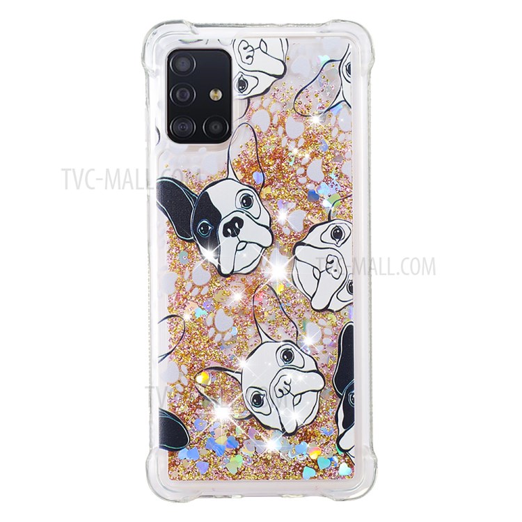 Motif Imprimerie Paillette Poudre Rapide et Casse de Téléphone TPU Pour Samsung Galaxy A51 - Chien-3