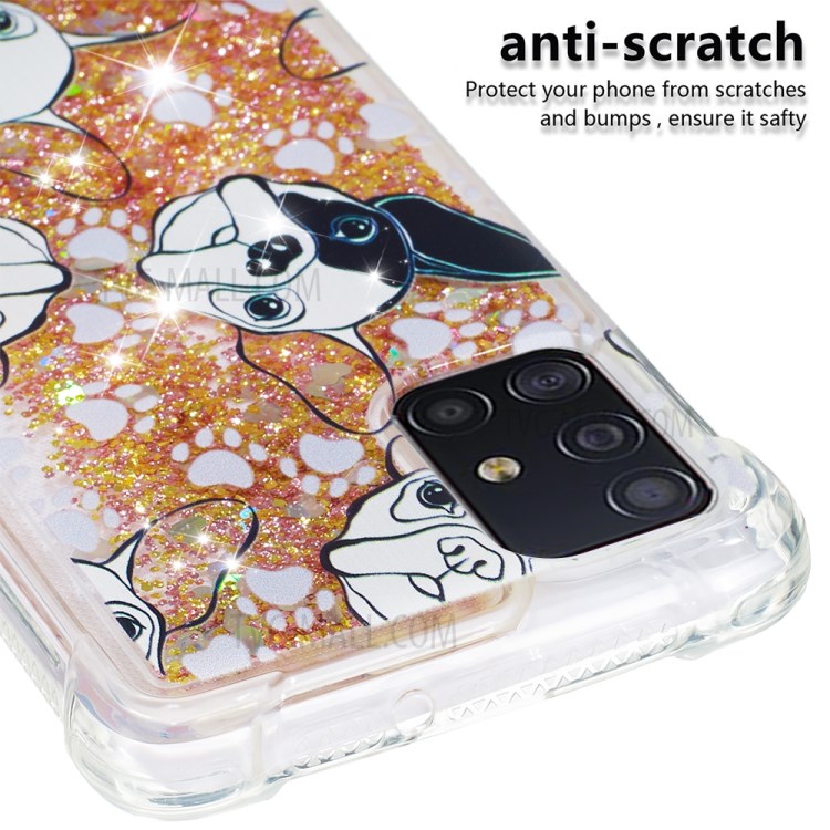 Pattern Printing Glitter Powder Quicksand TPU Phone Case for Samsung Galaxy A51 - Dog-5