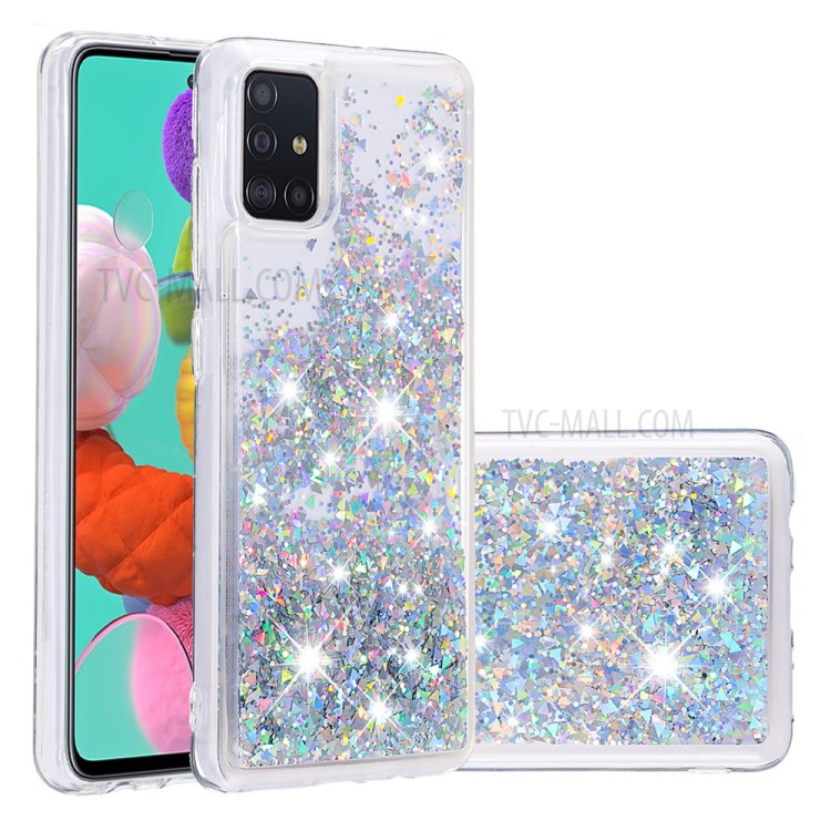 Dynamic Glitter Powder Sequins TPU Cover for Samsung Galaxy A51 - Silver-1