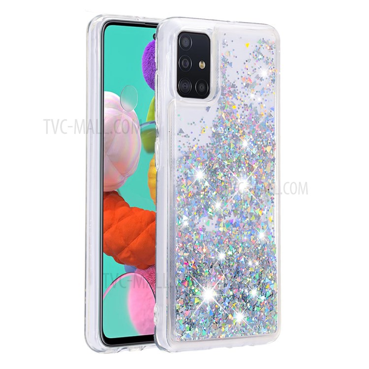 Dynamic Glitter Powder Sequins TPU Cover for Samsung Galaxy A51 - Silver-2