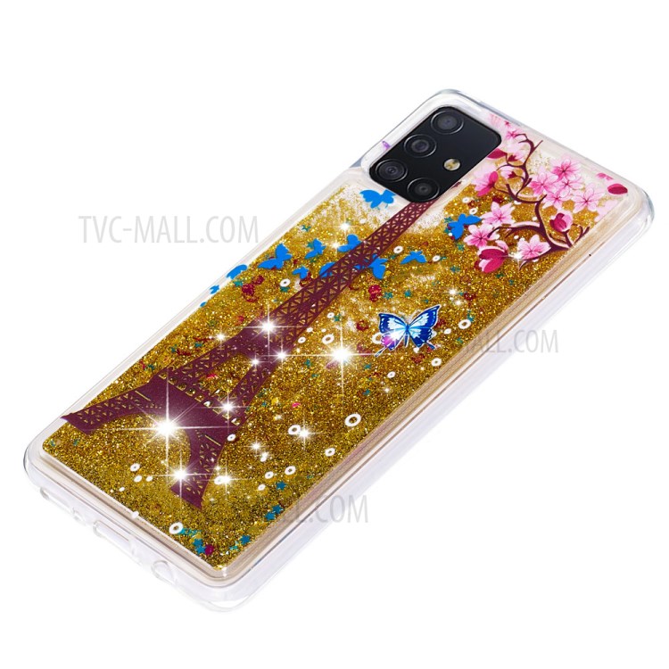 Dynamic Glitter Powder Sequins TPU Case for Samsung Galaxy A51 - Eiffel Tower-6