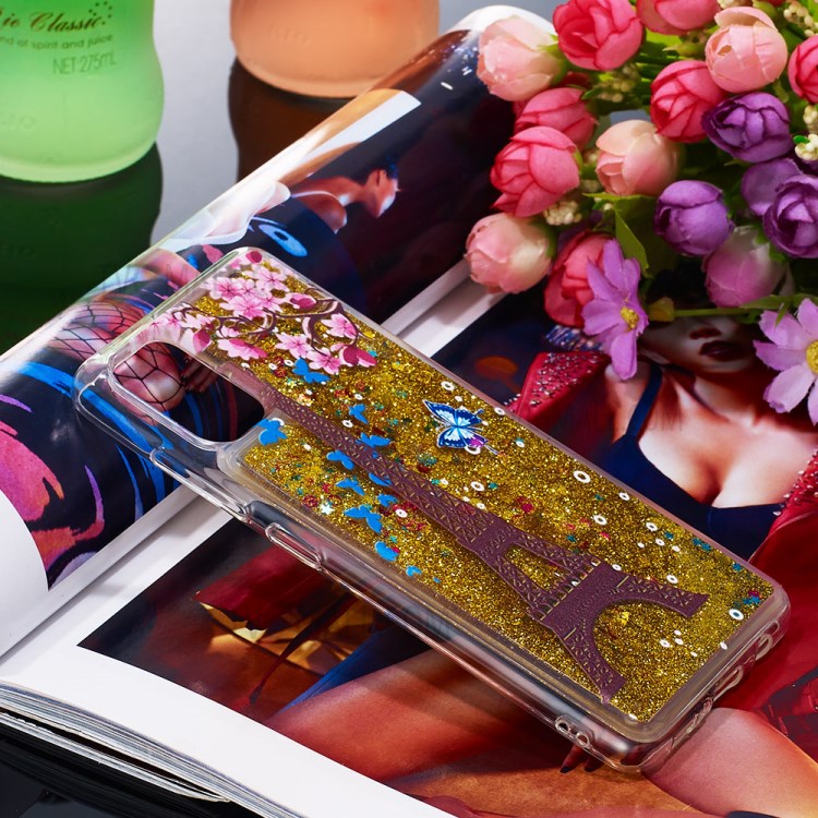 Dynamic Glitter Powder Sequins TPU Case for Samsung Galaxy A51 - Eiffel Tower-7