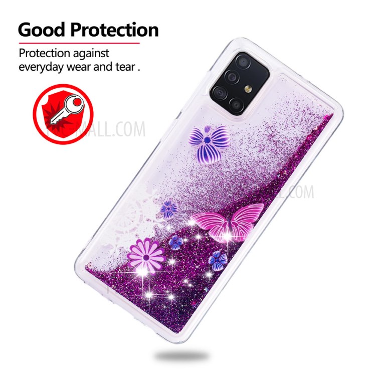 Dynamic Glitter Powder Sequins TPU Case for Samsung Galaxy A51 - Butterfly Pattern-4