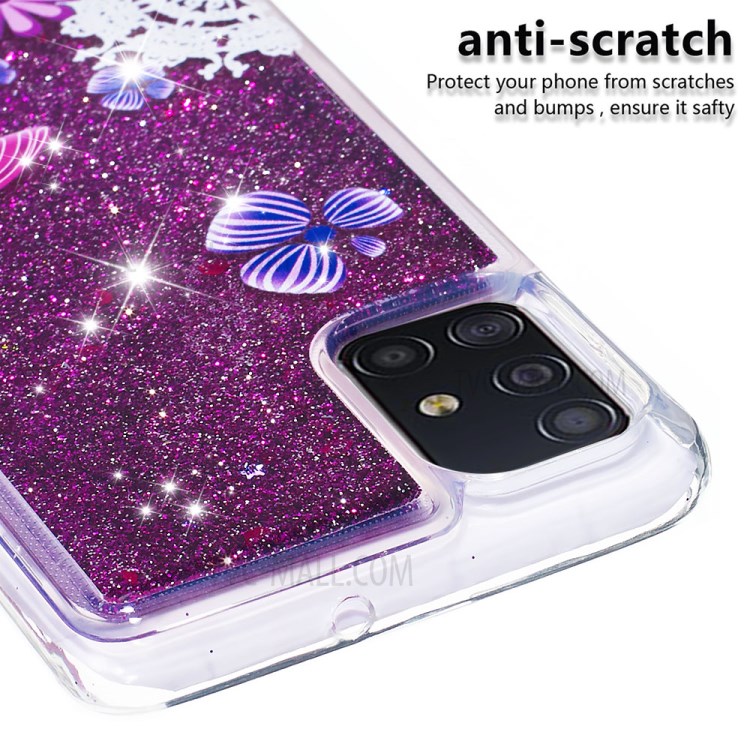 Dynamic Glitter Powder Sequins TPU Case for Samsung Galaxy A51 - Butterfly Pattern-5