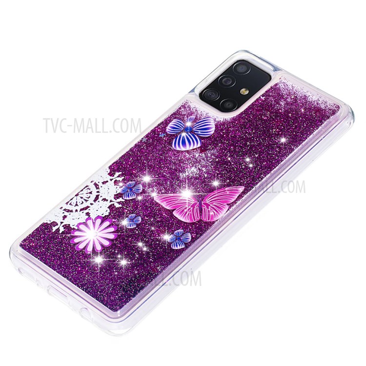 Dynamic Glitter Powder Sequins TPU Case for Samsung Galaxy A51 - Butterfly Pattern-6