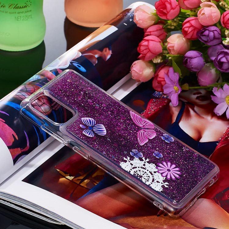 Dynamic Glitter Powder Sequins TPU Case for Samsung Galaxy A51 - Butterfly Pattern-7