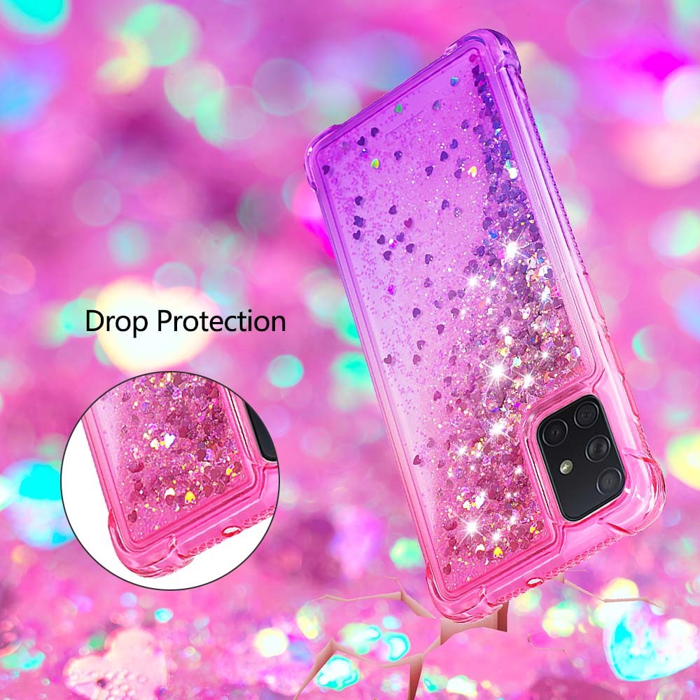 Gradient Glitter Powder Quicksand TPU Cell Phone Case for Samsung Galaxy A71 - Rose/Purple-6