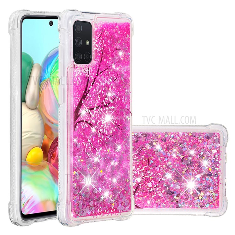 Liquid Glitter Powder Patterned Quicksand Shockproof TPU Case Covering for Samsung Galaxy A71 - Tree-1