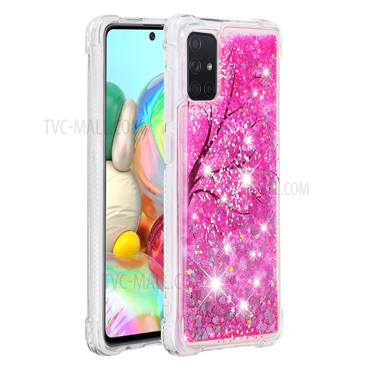 Liquid Glitter Powder Patterned Quicksand Shockproof TPU Case Covering for Samsung Galaxy A71 - Tree-2