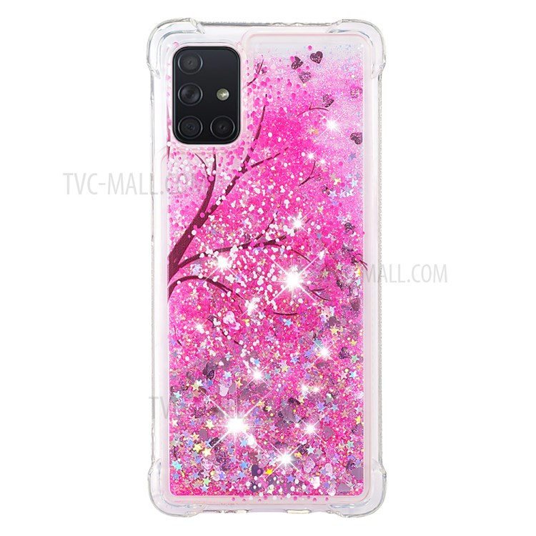 Liquid Glitter Powder Patterned Quicksand Shockproof TPU Case Covering for Samsung Galaxy A71 - Tree-3
