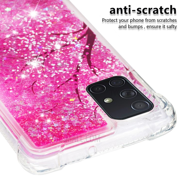 Liquid Glitter Powder Patterned Quicksand Shockproof TPU Case Covering for Samsung Galaxy A71 - Tree-5