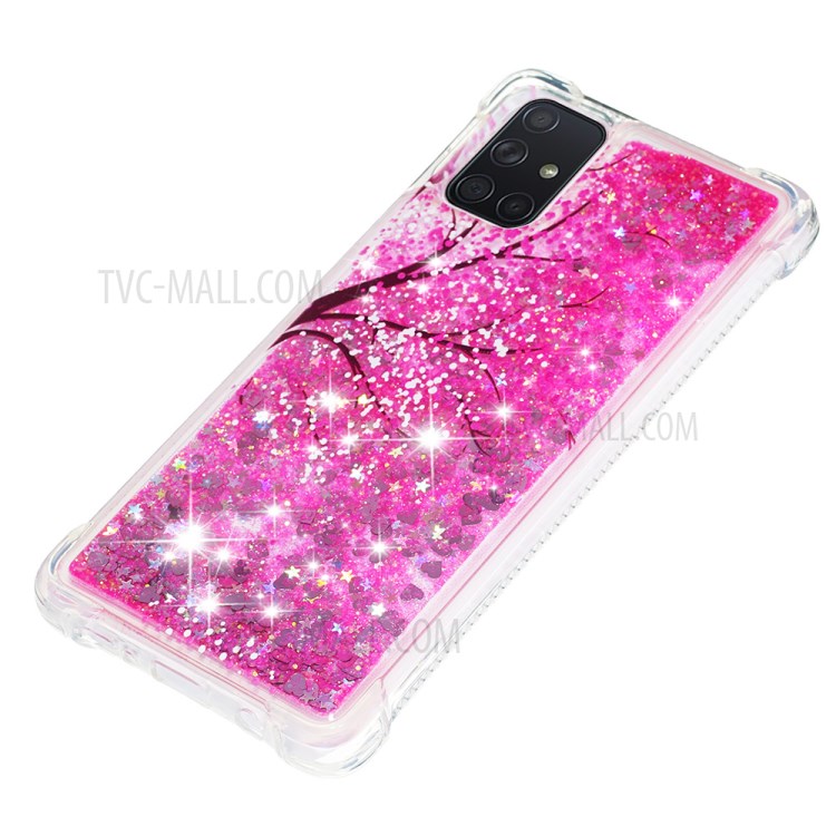 Liquid Glitter Powder Patterned Quicksand Shockproof TPU Case Covering for Samsung Galaxy A71 - Tree-6