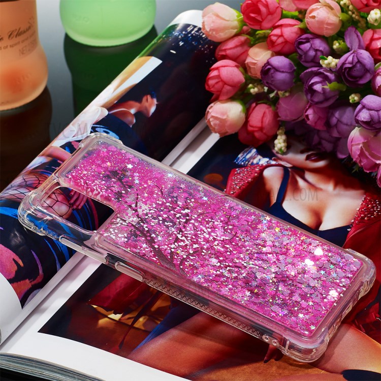 Liquid Glitter Powder Patterned Quicksand Shockproof TPU Case Covering for Samsung Galaxy A71 - Tree-7