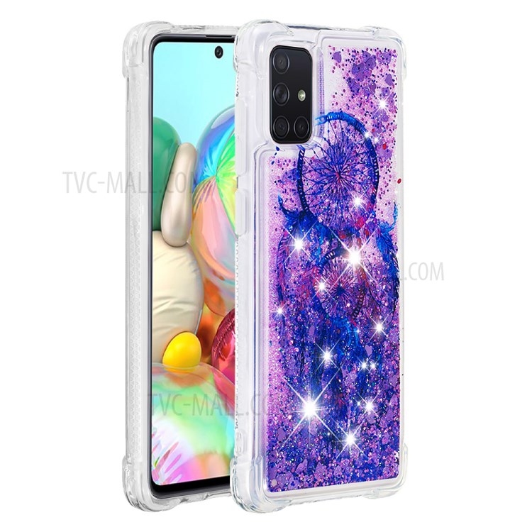 Liquid Glitter Powder Patterned Quicksand Shockproof TPU Case Covering for Samsung Galaxy A71 - Blue Dream Catcher-2