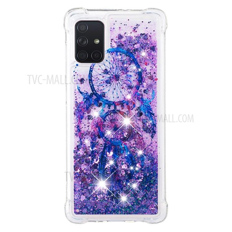 Liquid Glitter Powder Patterned Quicksand Shockproof TPU Case Covering for Samsung Galaxy A71 - Blue Dream Catcher-3
