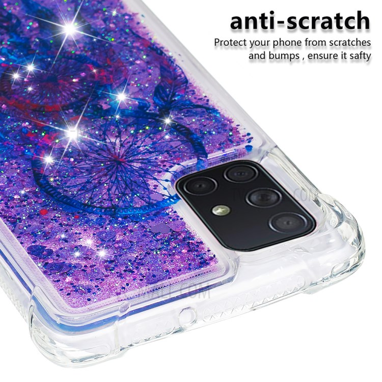Liquid Glitter Powder Patterned Quicksand Shockproof TPU Case Covering for Samsung Galaxy A71 - Blue Dream Catcher-5