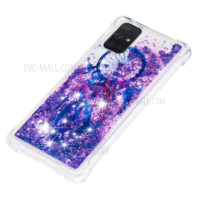 Liquid Glitter Powder Patterned Quicksand Shockproof TPU Case Covering for Samsung Galaxy A71 - Blue Dream Catcher-6
