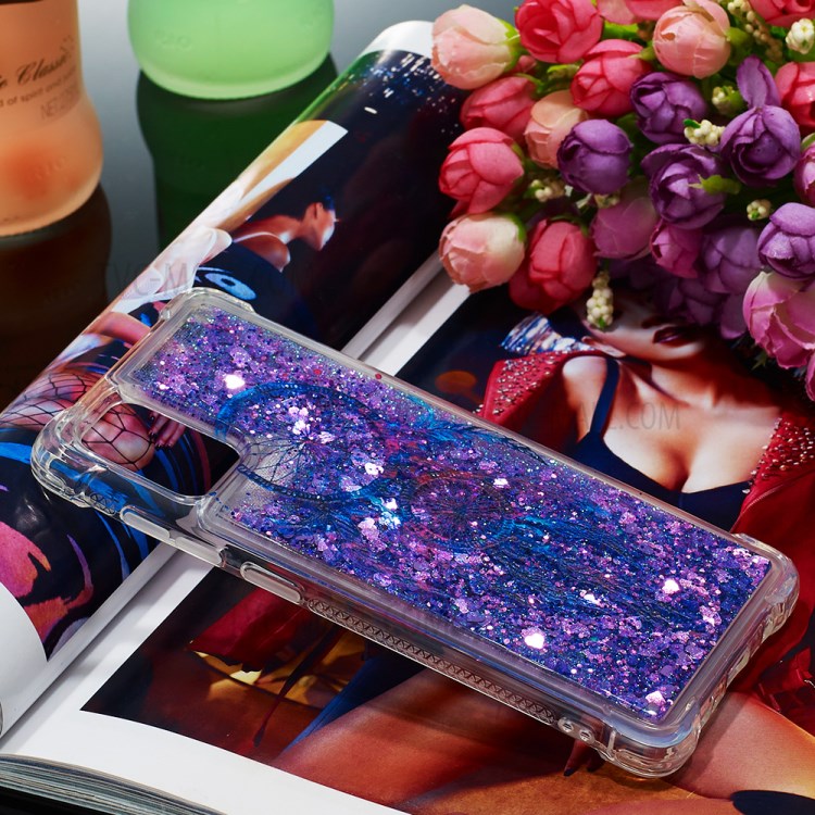 Liquid Glitter Powder Patterned Quicksand Shockproof TPU Case Covering for Samsung Galaxy A71 - Blue Dream Catcher-7