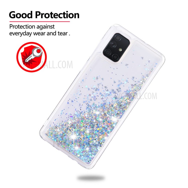 Dynamic Glitter Powder Sequins TPU Shell Case for Samsung Galaxy A71 - Baby Blue-4