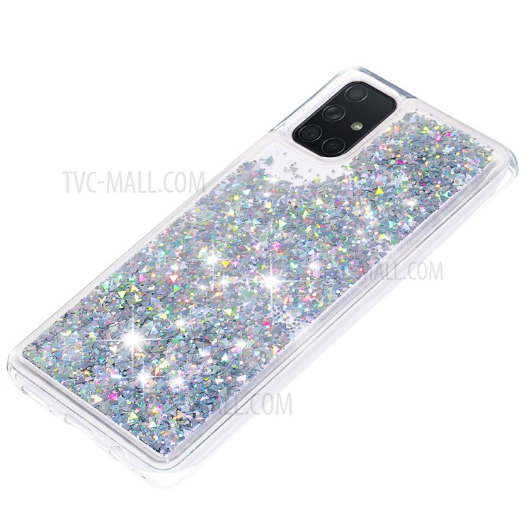 Dynamic Glitter Powder Sequins TPU Shell Case for Samsung Galaxy A71 - Baby Blue-6