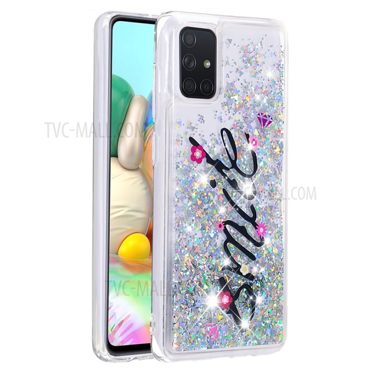 Dynamic Glitter Powder Sequins TPU Back Case for Samsung Galaxy A71 - SMILE Pattern-2