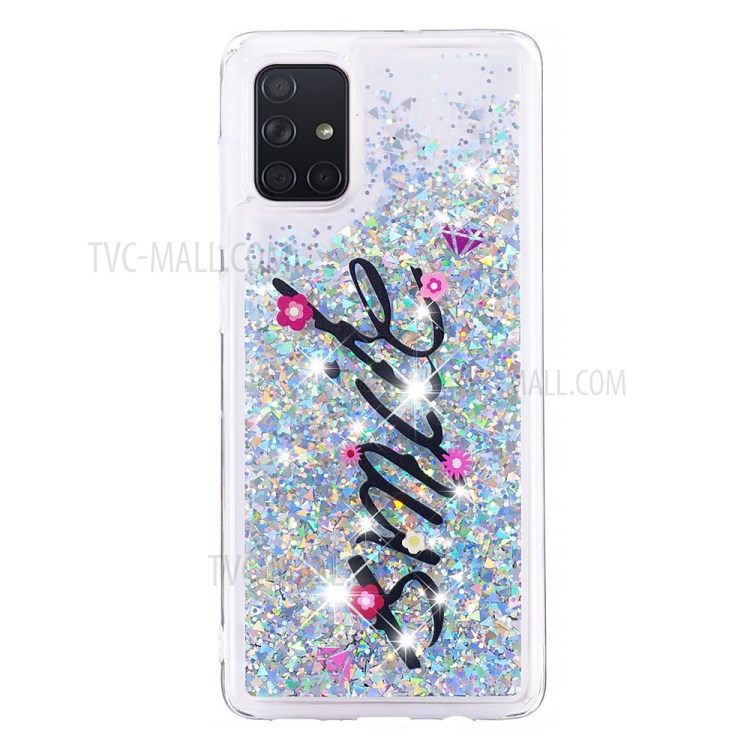 Dynamic Glitter Powder Sequins TPU Back Case for Samsung Galaxy A71 - SMILE Pattern-3