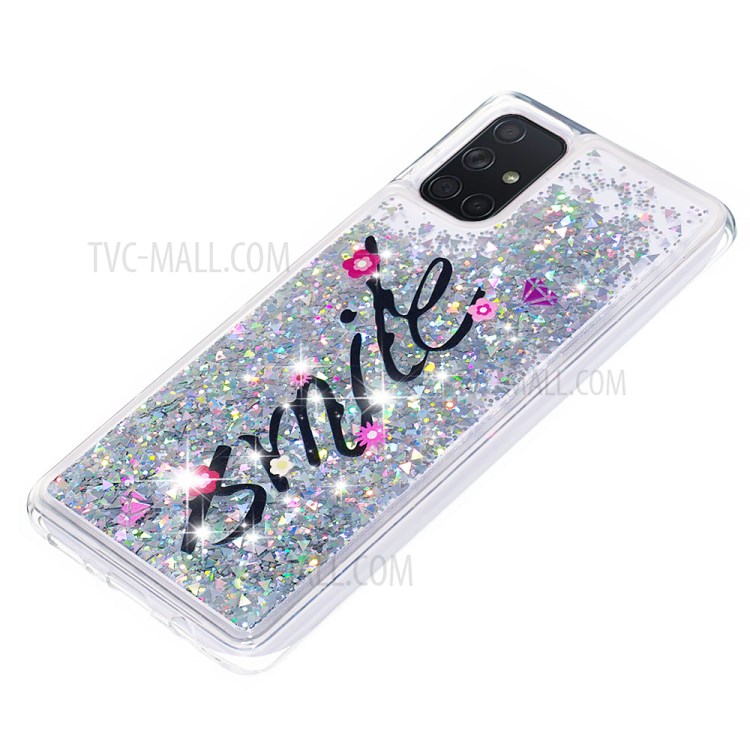 Dynamic Glitter Powder Sequins TPU Back Case for Samsung Galaxy A71 - SMILE Pattern-6