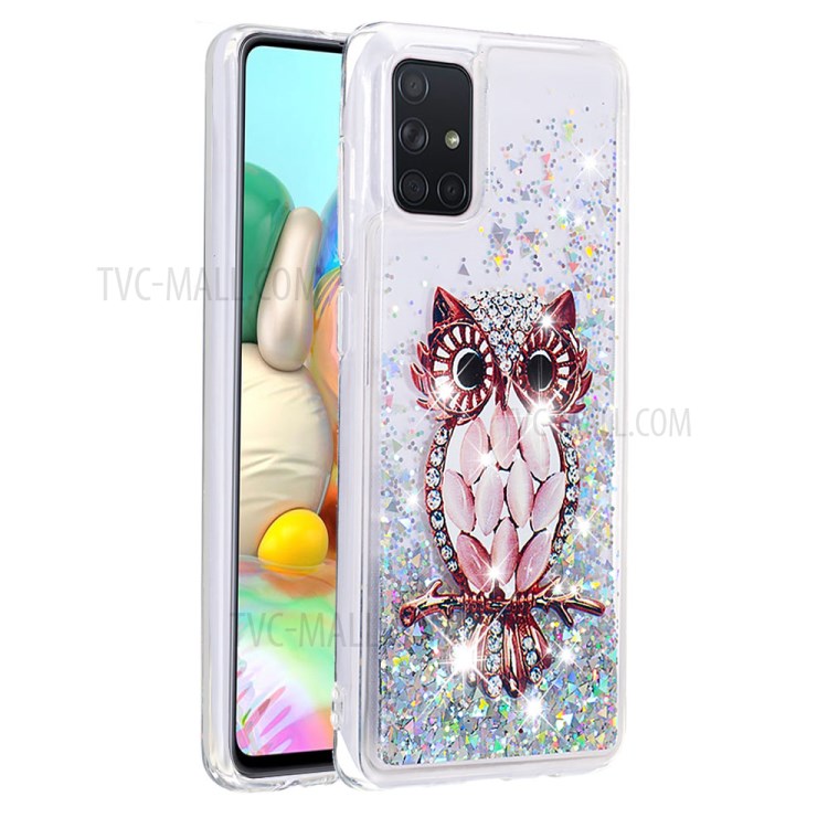 Dynamic Glitter Powder Sequins TPU Back Case for Samsung Galaxy A71 - Owl-2