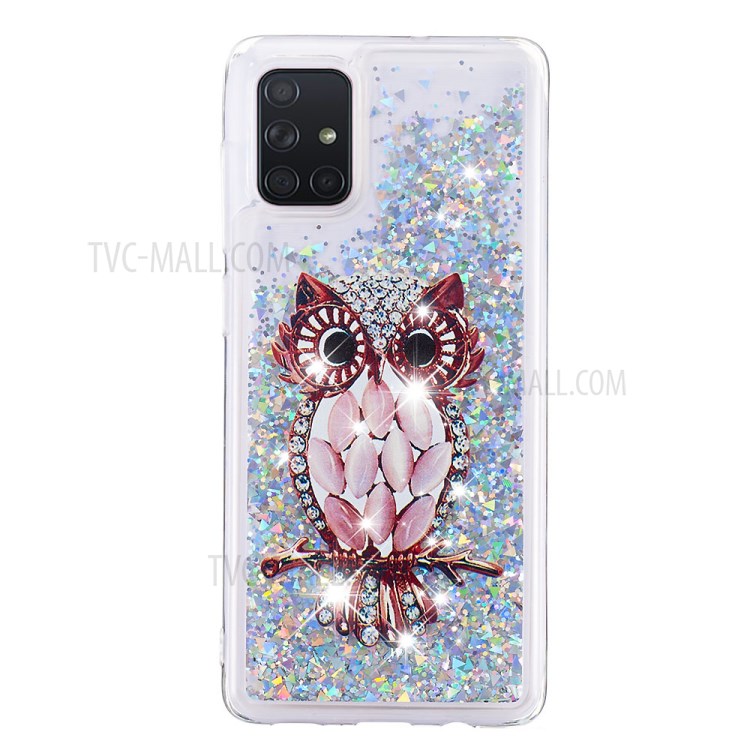 Dynamic Glitter Powder Sequins TPU Back Case for Samsung Galaxy A71 - Owl-3