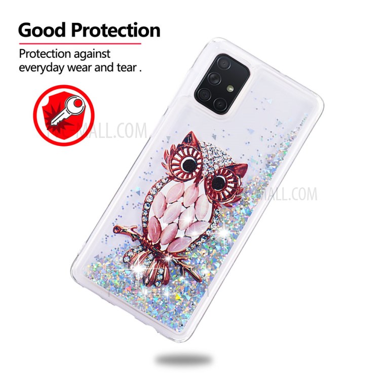 Dynamic Glitter Powder Sequins TPU Back Case for Samsung Galaxy A71 - Owl-4