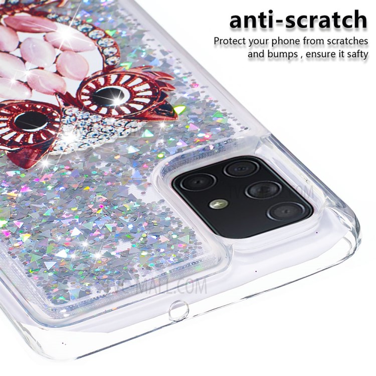Dynamic Glitter Powder Sequins TPU Back Case for Samsung Galaxy A71 - Owl-5