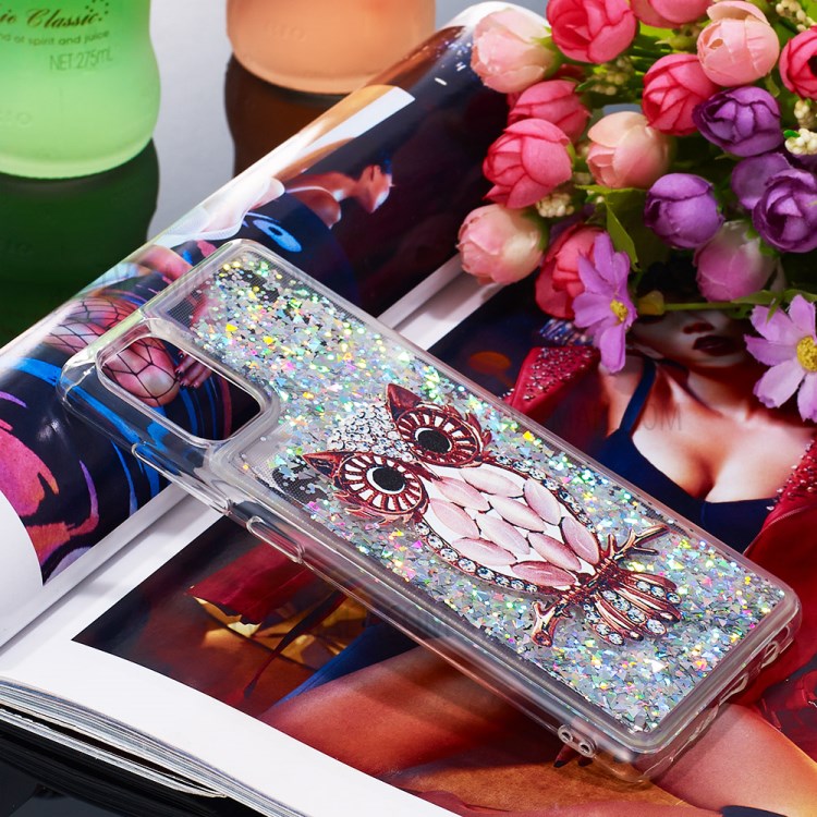 Dynamic Glitter Powder Sequins TPU Back Case for Samsung Galaxy A71 - Owl-7