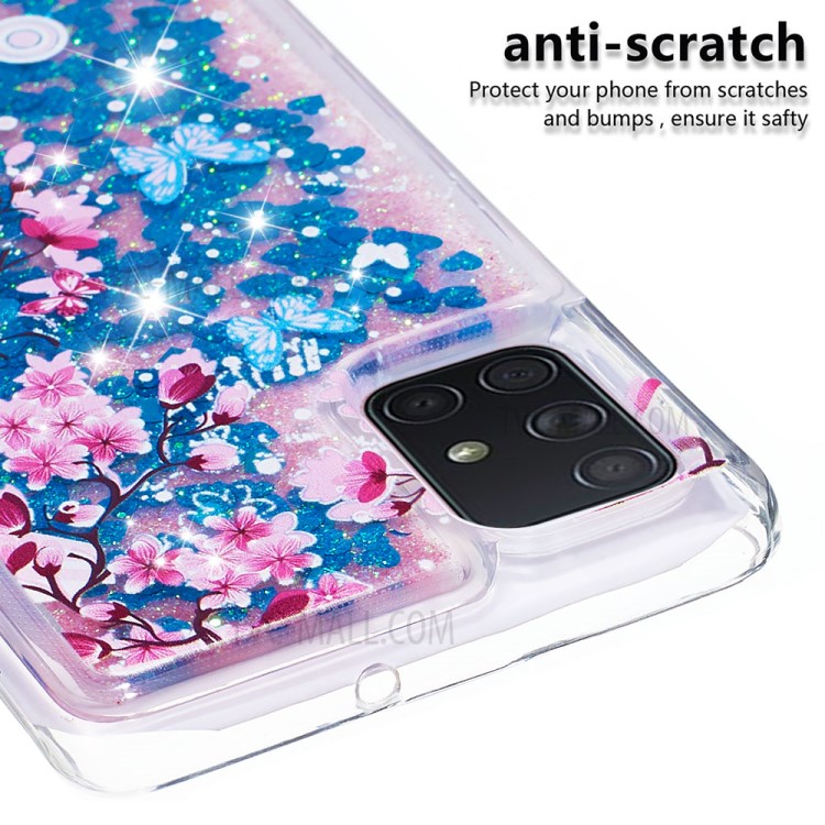 Dynamic Glitter Powder Sequins TPU Back Case for Samsung Galaxy A71 - Butterfly and Plum Blossom-5