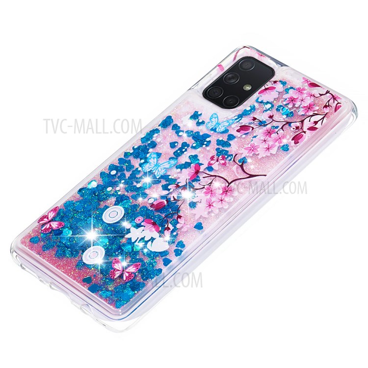 Dynamic Glitter Powder Sequins TPU Back Case for Samsung Galaxy A71 - Butterfly and Plum Blossom-6