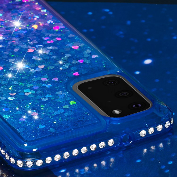 Rhinestone Decor Gradient Glitter Powder Quicksand TPU Cover Phone Case for Samsung Galaxy S20 - Blue/Purple-4