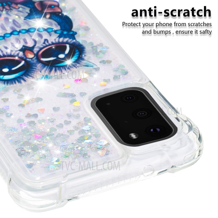Pattern Printing Glitter Powder Quicksand TPU Phone Case for Samsung Galaxy S20 - Owl-5