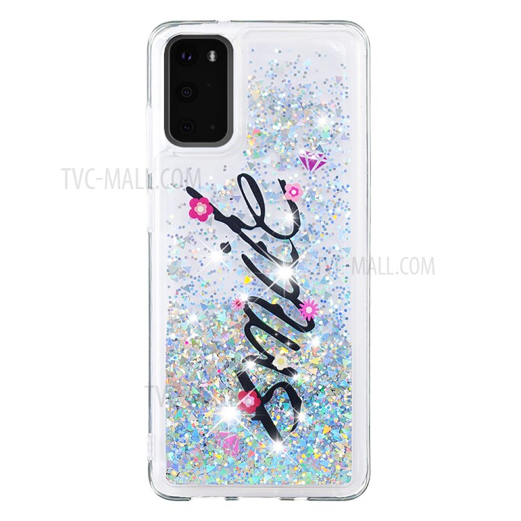 Pattern Printing Glitter Powder Quicksand Soft TPU Case for Samsung Galaxy S20 - Smile-3