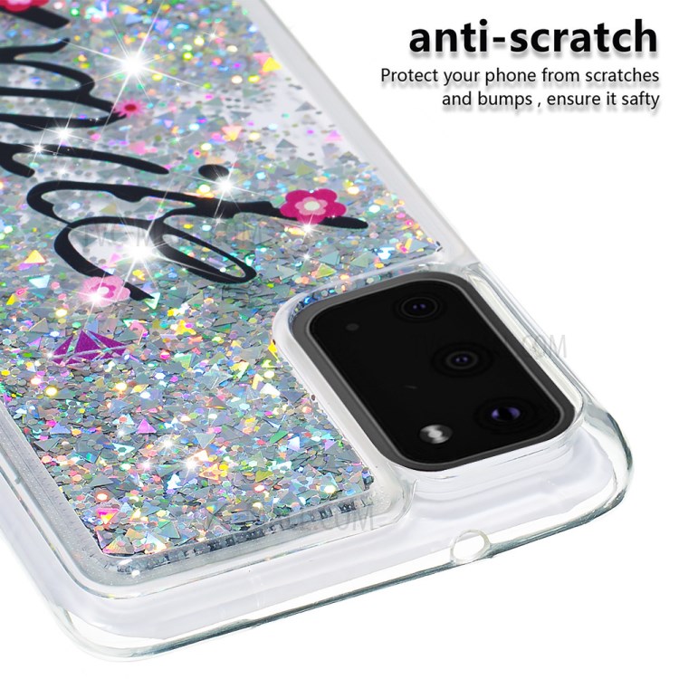 Pattern Printing Glitter Powder Quicksand Soft TPU Case for Samsung Galaxy S20 - Smile-5