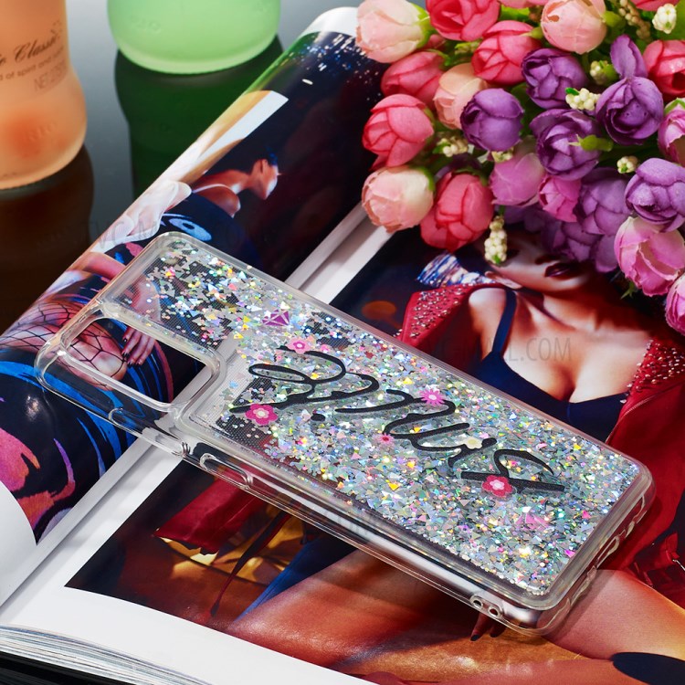 Pattern Printing Glitter Powder Quicksand Soft TPU Case for Samsung Galaxy S20 - Smile-7