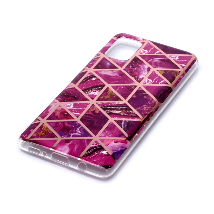 Marble Pattern Rose Gold Electroplating IMD TPU Case for Samsung Galaxy A51 - Style A-3