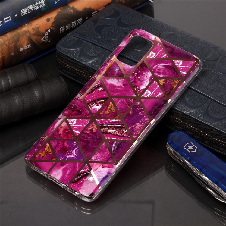 Marble Pattern Rose Gold Electroplating IMD TPU Case for Samsung Galaxy A51 - Style A-5