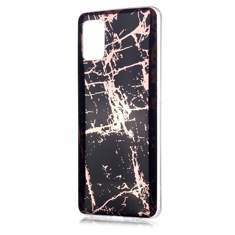 Marble Pattern Rose Gold Electroplating IMD TPU Case for Samsung Galaxy A51 - Black-2