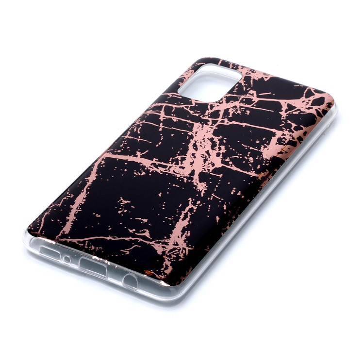 Marble Pattern Rose Gold Electroplating IMD TPU Case for Samsung Galaxy A51 - Black-3