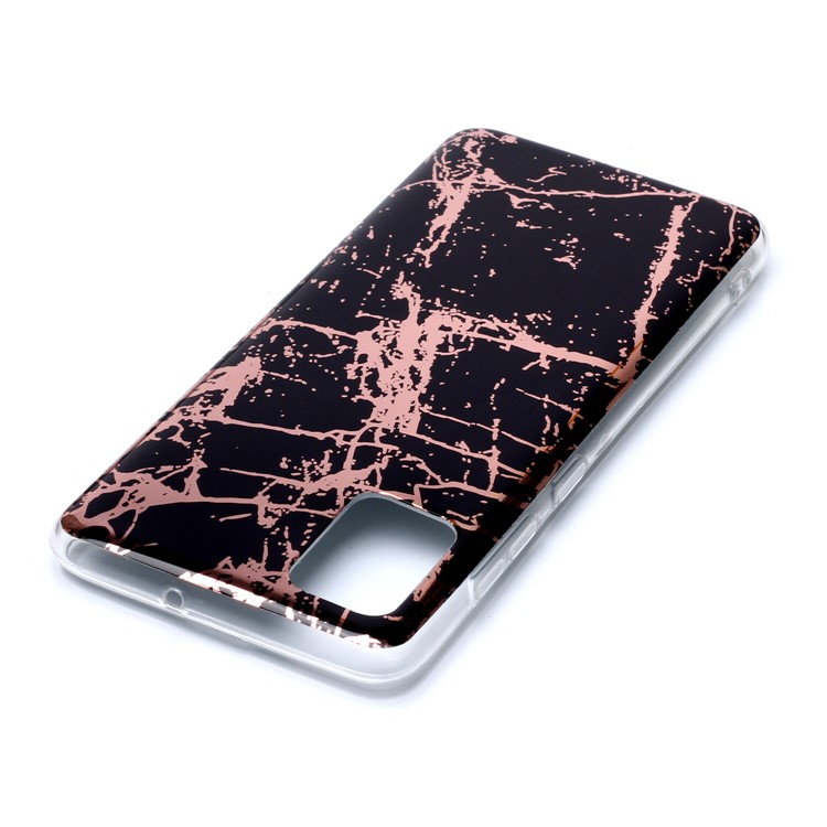 Marble Pattern Rose Gold Electroplating IMD TPU Case for Samsung Galaxy A51 - Black-4