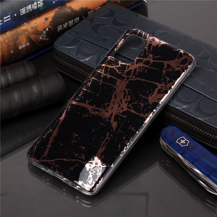 Marble Pattern Rose Gold Electroplating IMD TPU Case for Samsung Galaxy A51 - Black-5