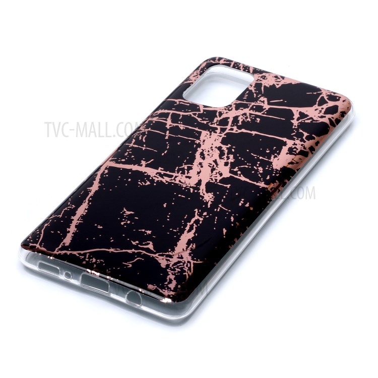 Marble Pattern Rose Gold Electroplating IMD TPU Back Case for Samsung Galaxy A71 - Style A-3