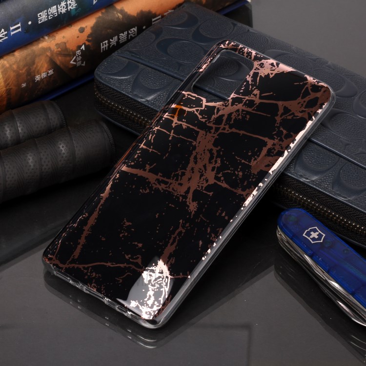 Marble Pattern Rose Gold Electroplating IMD TPU Back Case for Samsung Galaxy A71 - Black-5