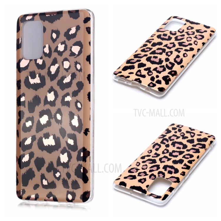 Marble Pattern Rose Gold Electroplating IMD TPU Back Case for Samsung Galaxy A71 - Leopard Texture-1
